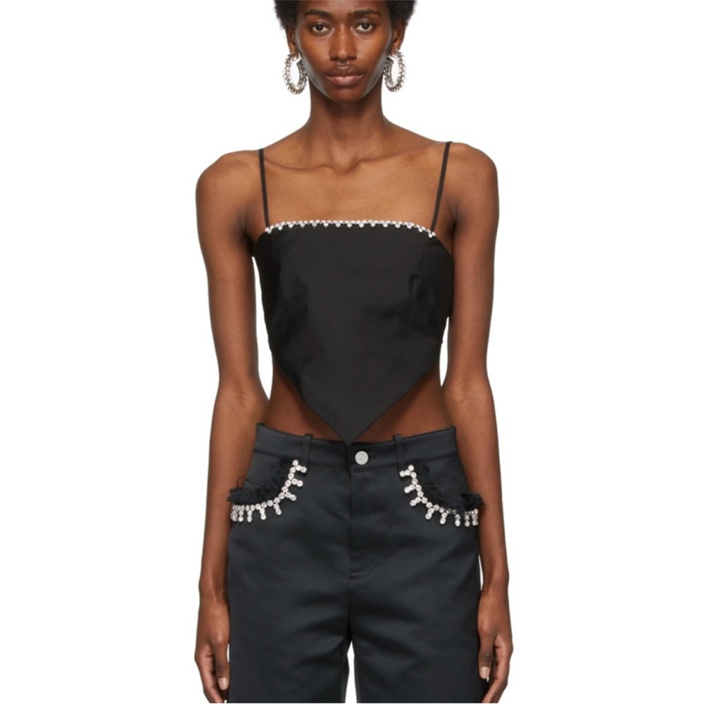 Area Handkerchief Tie Black Top Embellished